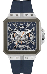 Guess Leo Chronograph Navy Blue Dial Blue Silicone Strap Watch For Men - GW0637G1