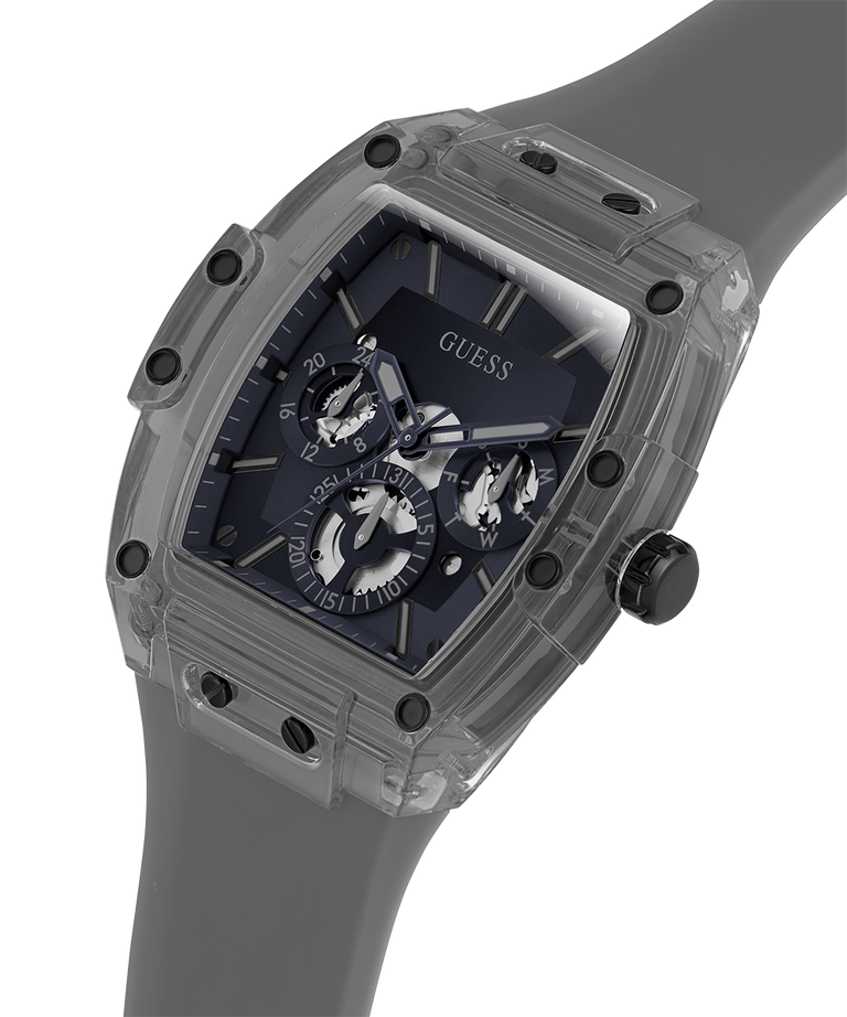 Guess Phoenix Multifunction Black Dial Grey Silicone Strap Watch For Men - GW0203G9