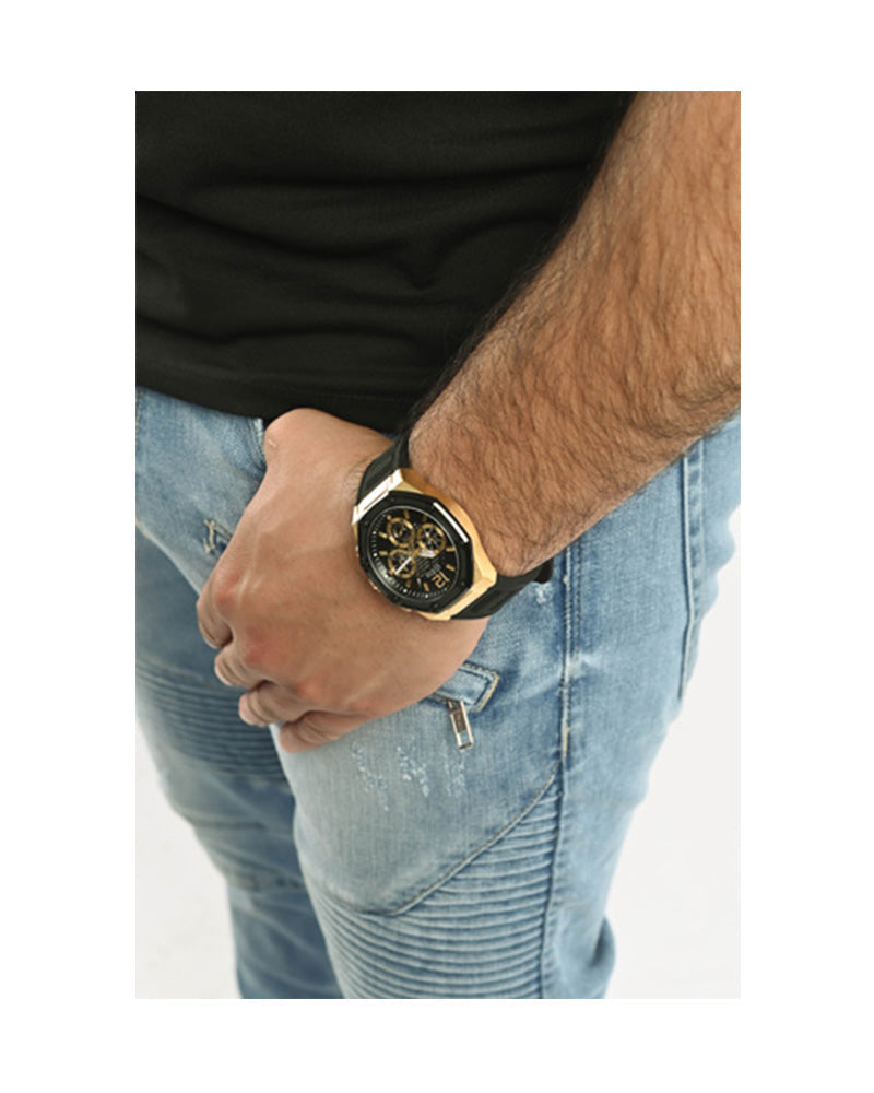 Guess Momentum Black Dial Black Rubber Strap Watch for Men - GW0263G1
