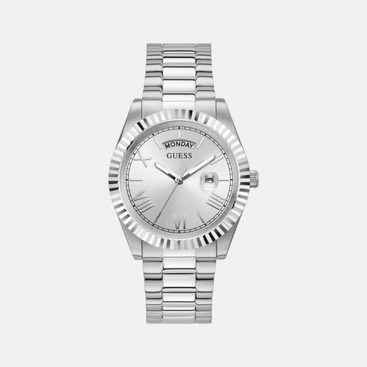 Guess Connoisseur Silver Dial Silver Steel Strap Watch for Men - GW0265G6