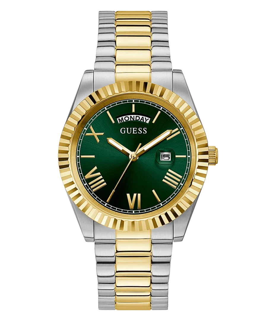 Guess Connoisseur Green Dial Two Tone Steel Strap Watch for Men - GW0265G8