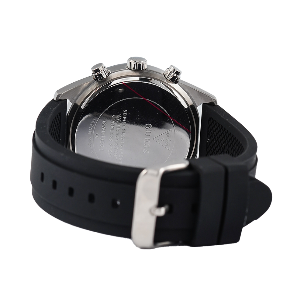 Guess Altitude Chronograph Black Dial Black Rubber Strap Watch for Men - GW0332G1