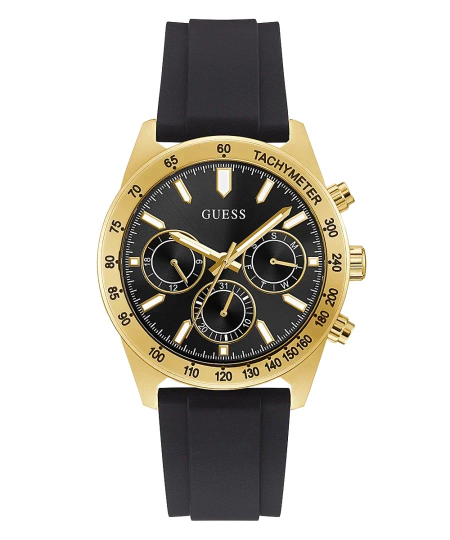 Guess Sport Multifunctional Black Dial Black Rubber Strap Watch for Men - GW0332G2