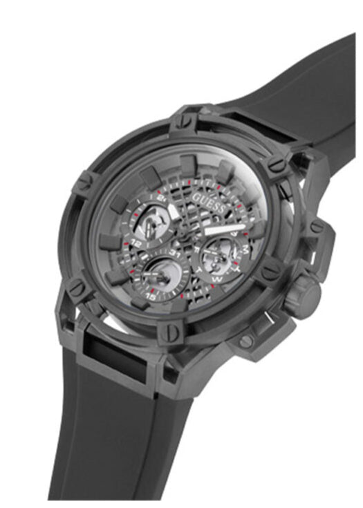 Guess Matrix Multifunction Grey Dial Grey Rubber Strap Watch for Men - GW0423G3