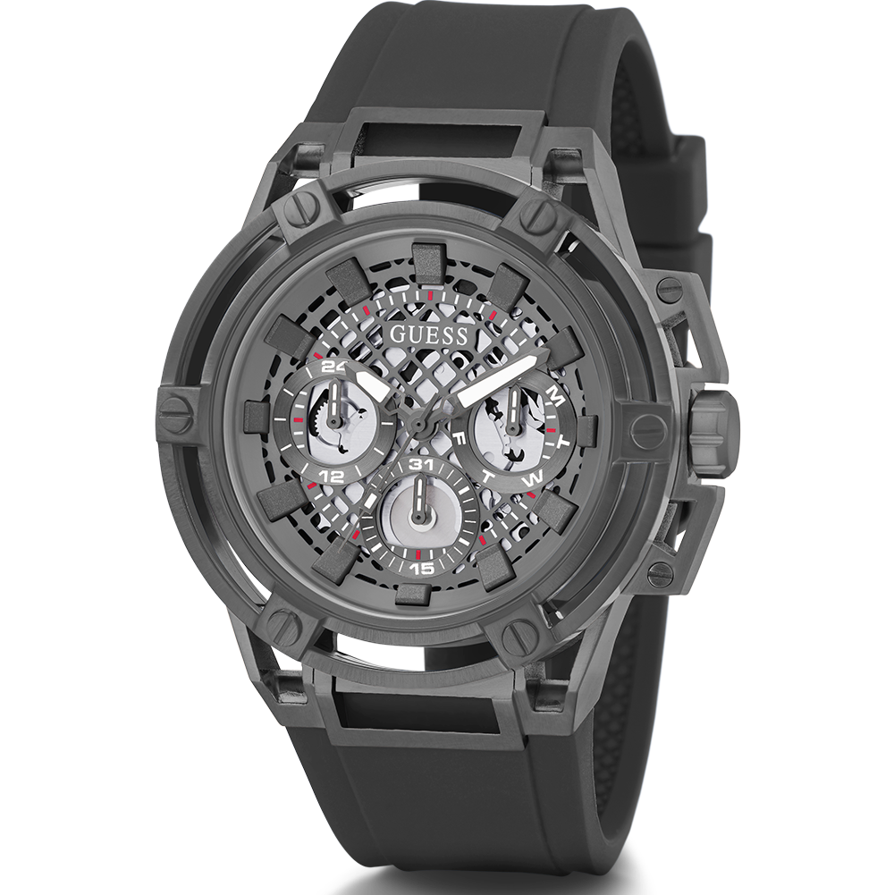 Guess Matrix Multifunction Grey Dial Grey Rubber Strap Watch for Men - GW0423G3