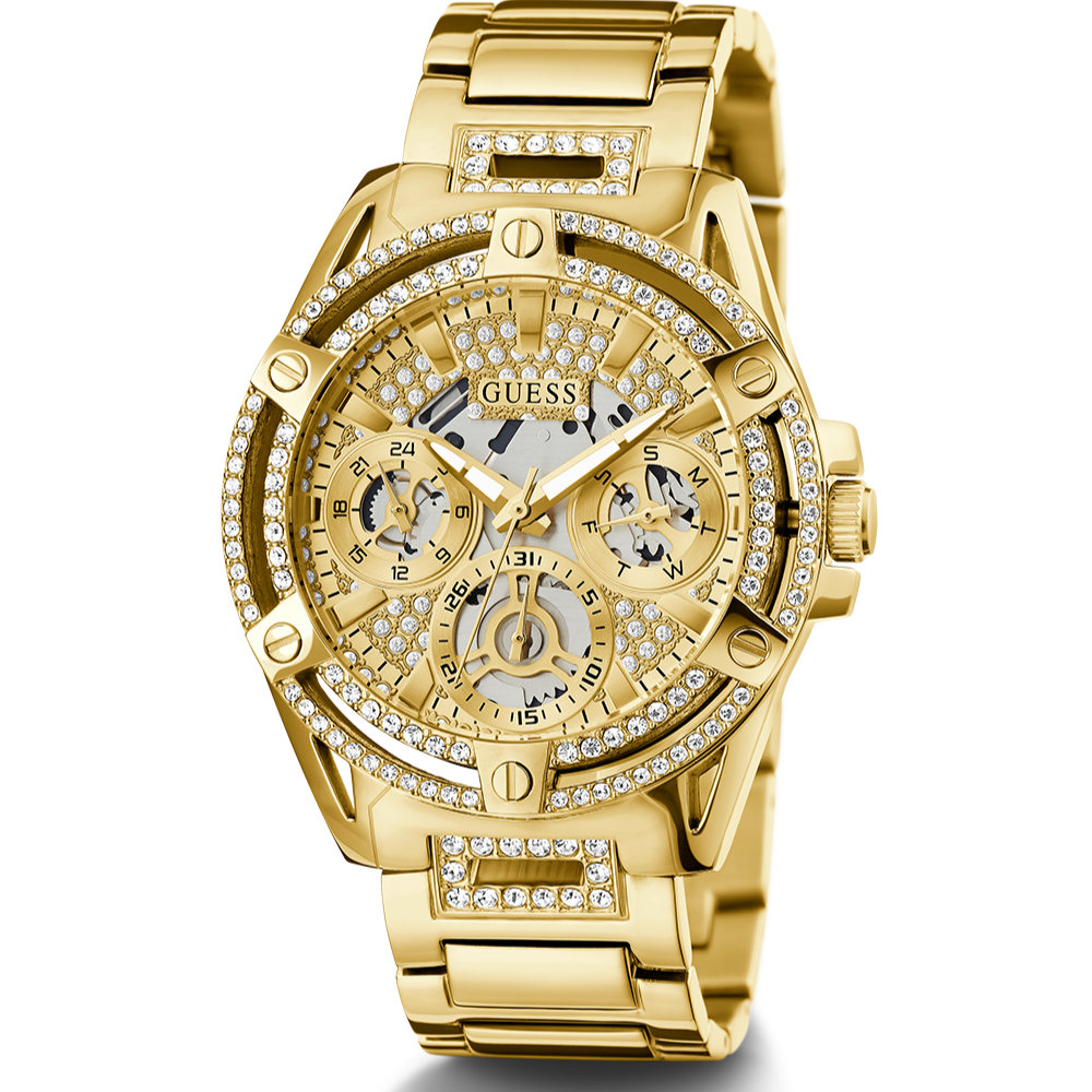 Guess Queen Quartz Gold Dial Gold Steel Strap Watch For Women - GW0464L2