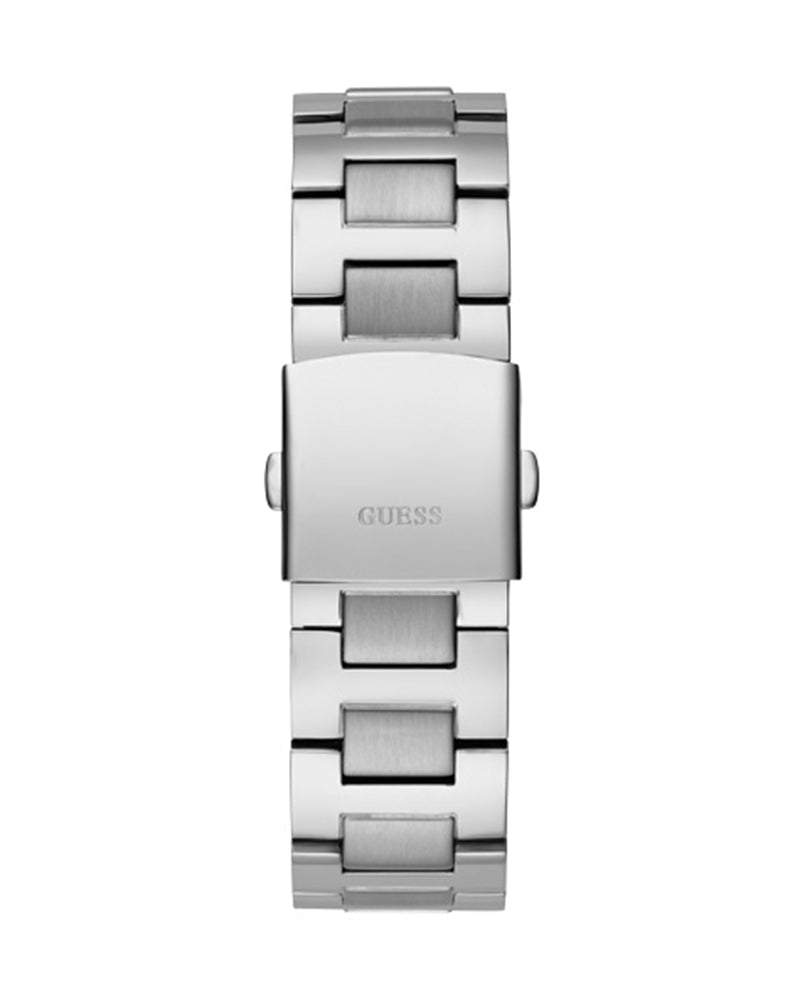 Guess Minimal Black Dial Silver Steel Strap Watch for Men - W0416G1