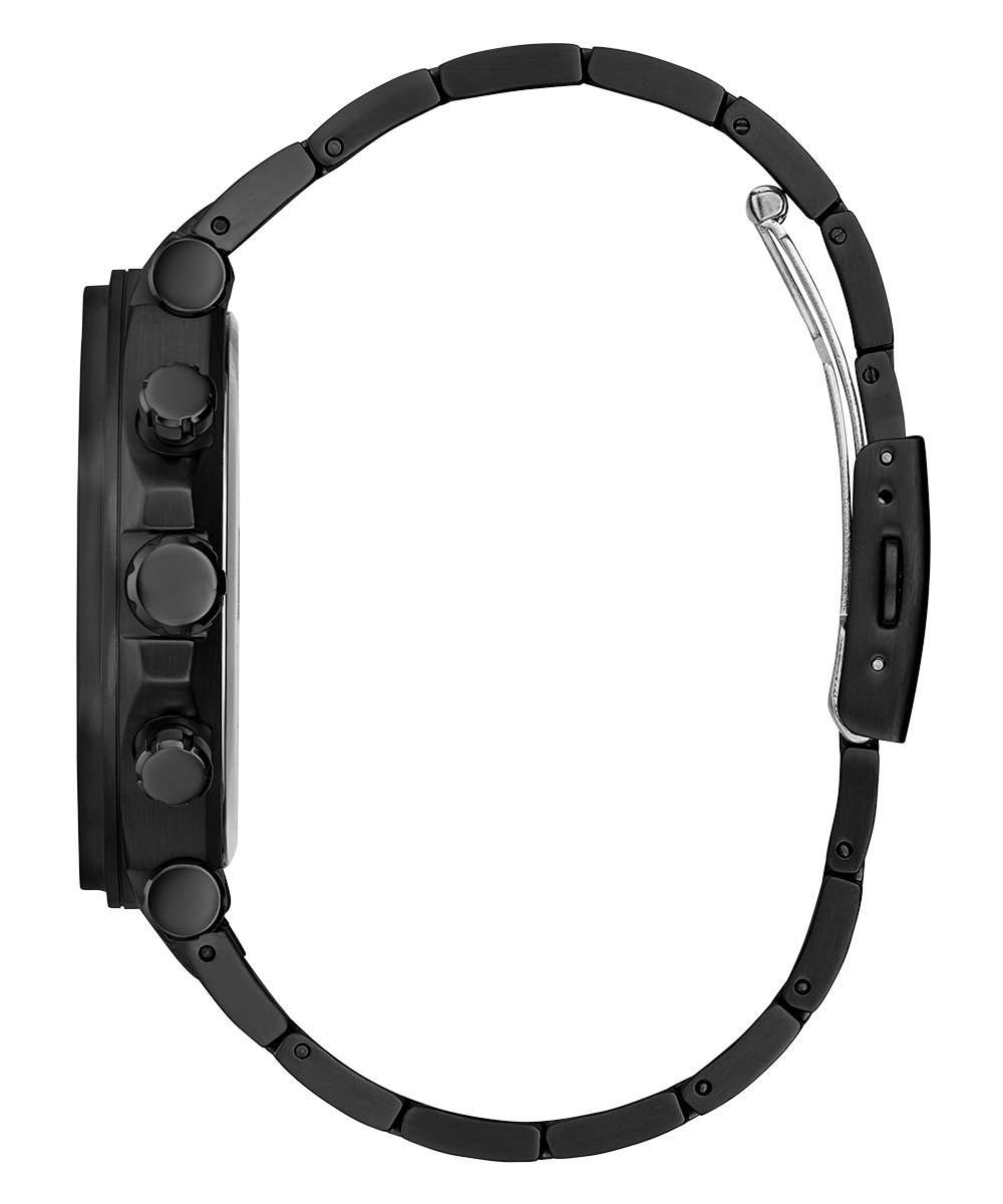 Guess Edge Chronograph Black Dial Black Steel Strap Watch For Men - GW0539G3