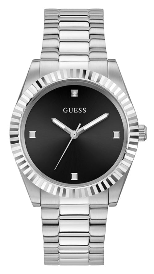 Guess Connoisseur Analog Black Dial Silver Steel Strap Watch For Men - GW0542G1