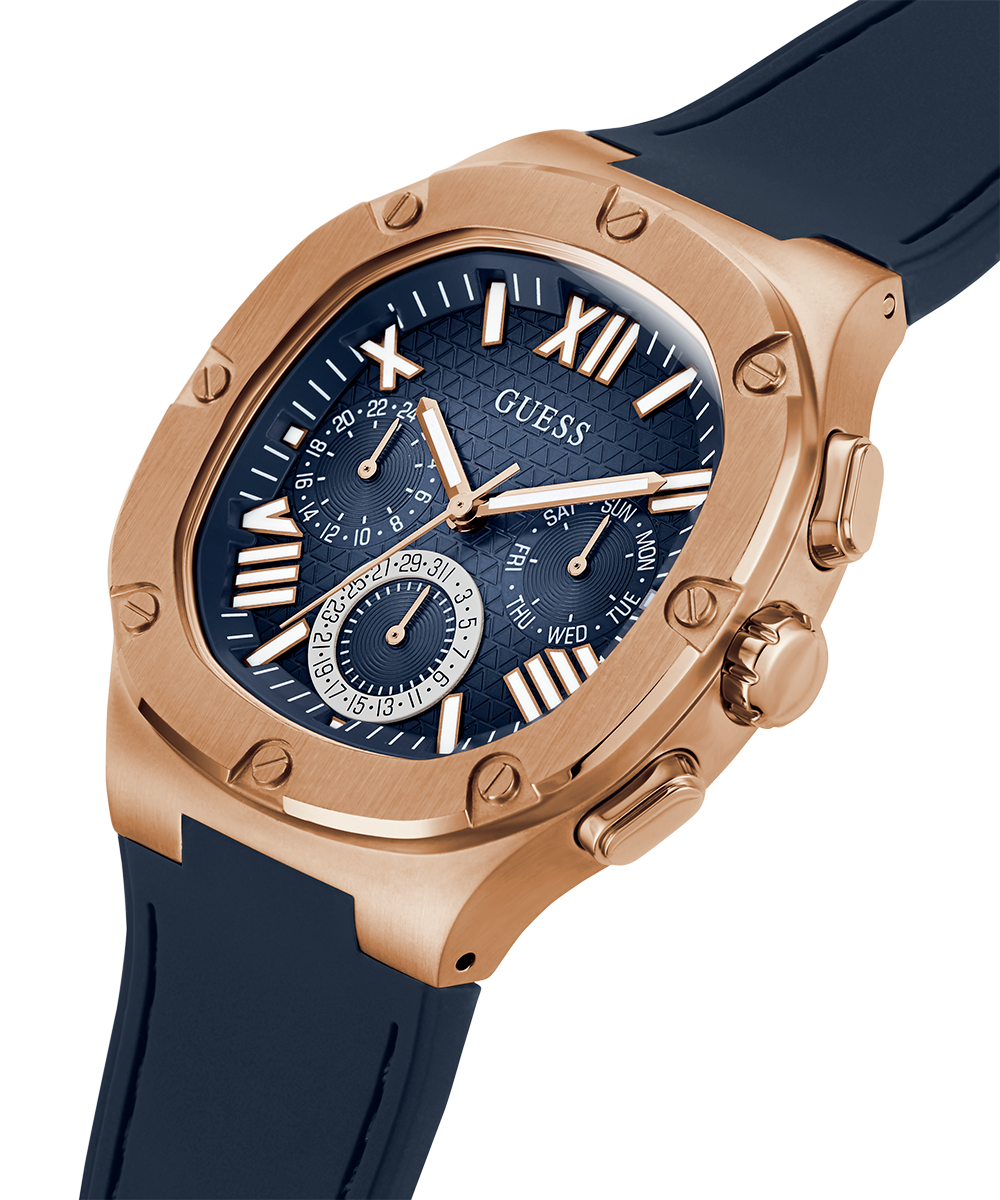 Guess Headline Multifunction Quartz Blue Dial Blue Silicone Strap Watch For Men - GW0571G2