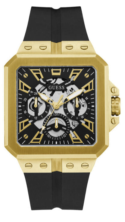 Guess Leo Multifunction Black Dial Black Silicone Strap Watch For Men - GW0637G2