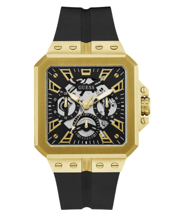 Guess Leo Multifunction Black Dial Black Silicone Strap Watch For Men - GW0637G2