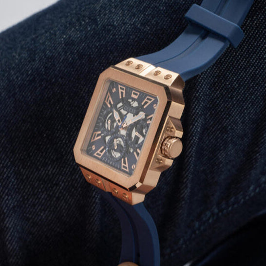 Guess Leo Chronograph Blue Dial Blue Silicone Strap Watch For Men - GW0637G3