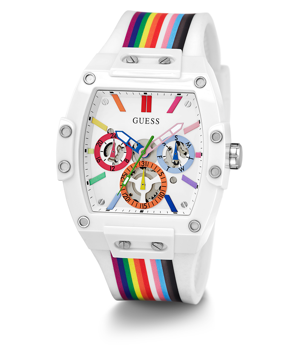 Guess Phoenix Analog White Dial White Silicone Strap Watch for Men - GW0720G1