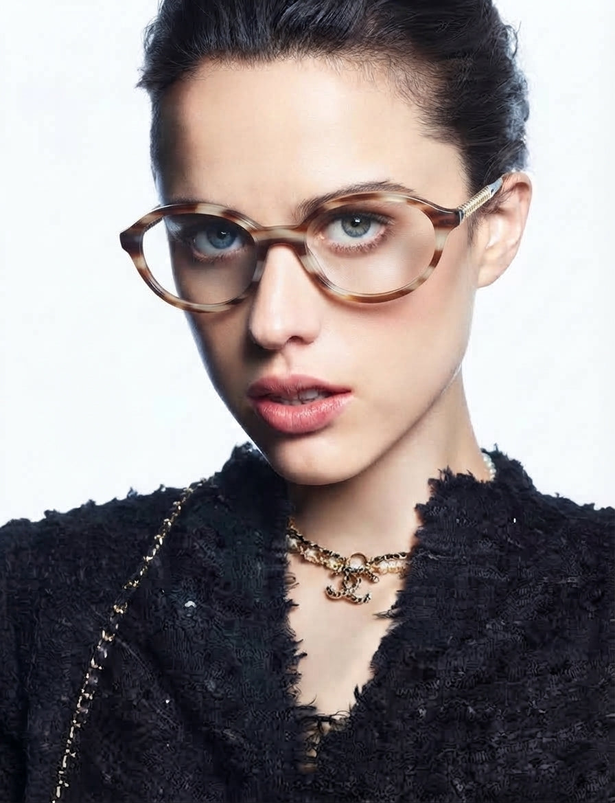 Chanel Women Optical Oval Dark Tortoise Eyeglasses
