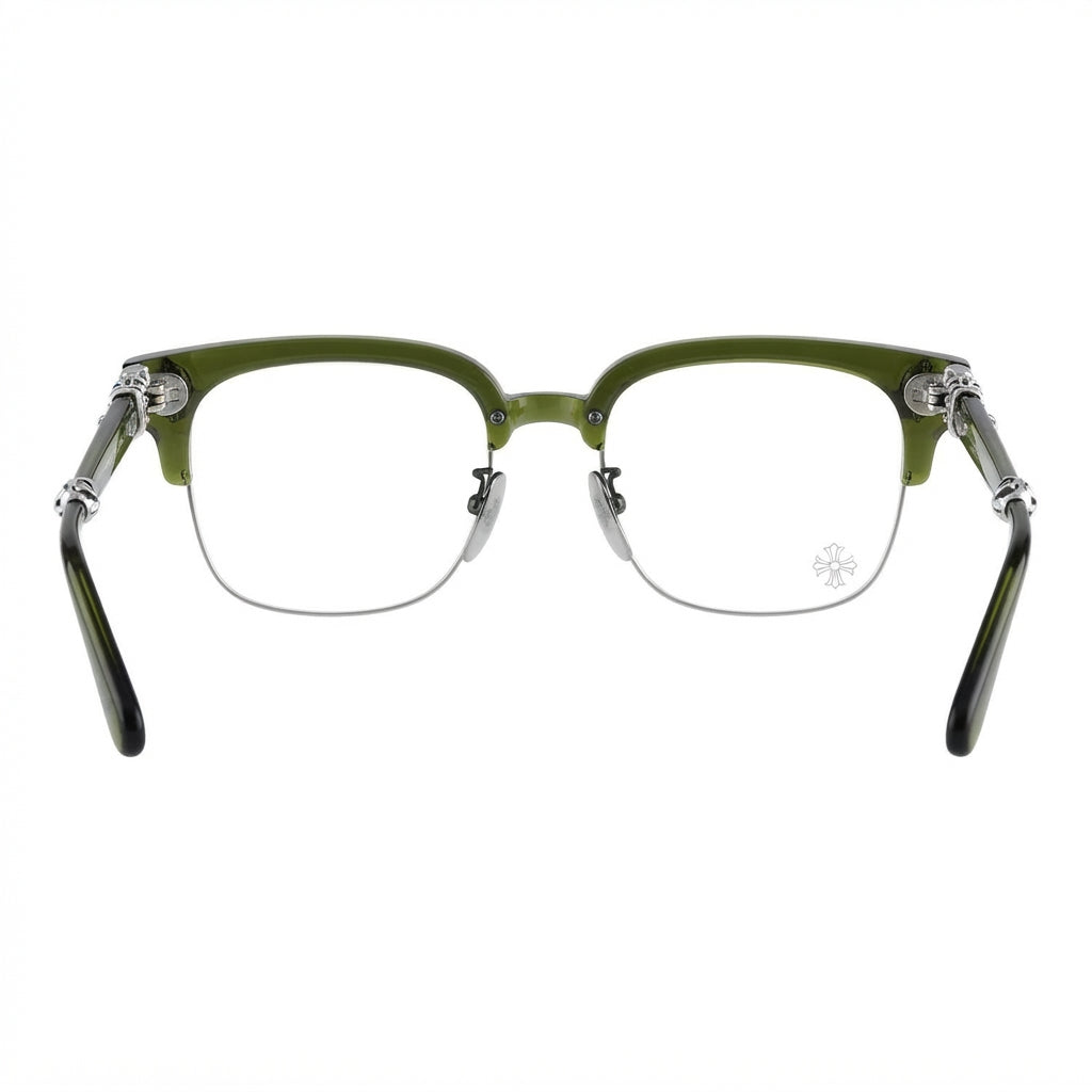 Chrome Hearts Unisex Evagilist Transparent Olive & Sterling Silver Eyewear