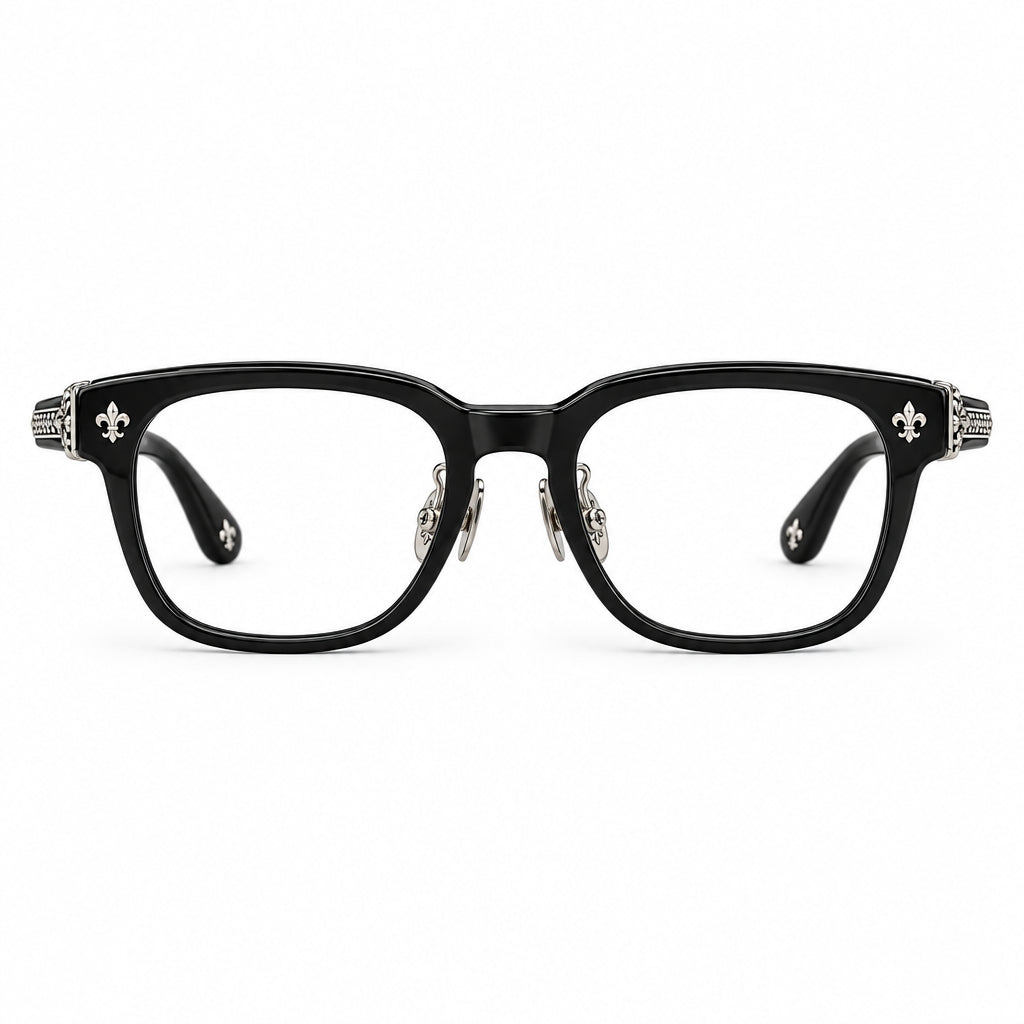 Chrome Hearts Unisex Black & Silver Gothic Square Optical Glasses