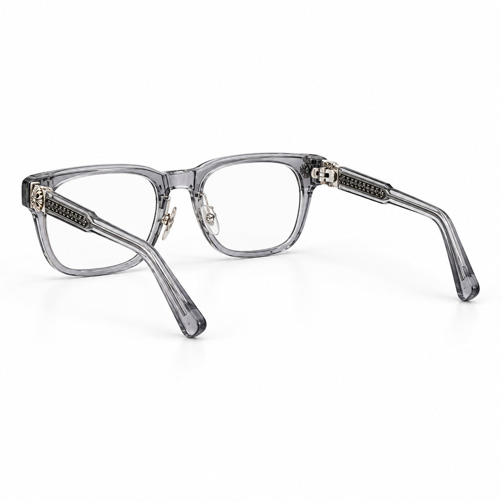 Chrome Hearts Unisex Transparent Grey & Silver Gothic Square Optical Glasses