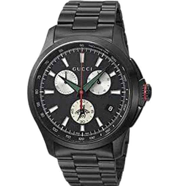 Gucci G-Timeless Chronograph Black Dial Black Steel Strap Watch For Men - YA126268