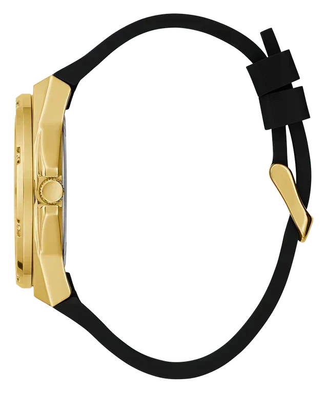 Guess Asteria Multifunction Gold Dial Black Rubber Strap Watch For Women - GW0620L2