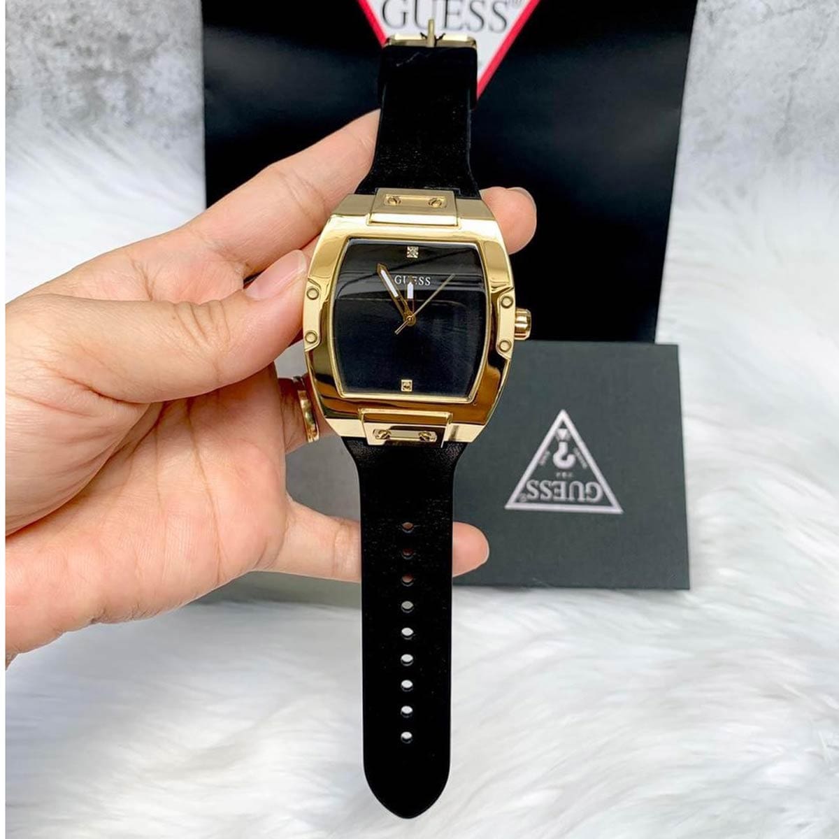 Guess Phoenix Black Dial Black Rubber Strap Watch for Men - GW0386G3