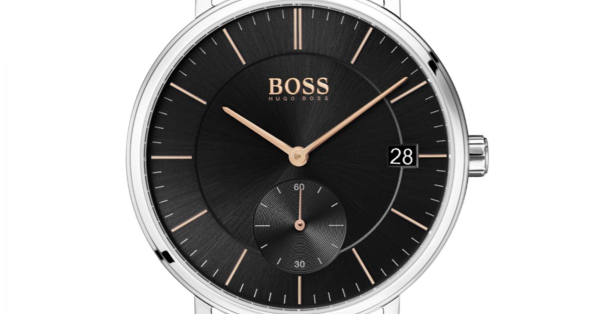 Hugo Boss Corporal Black Dial Black Leather Strap Watch for Men - 1513638