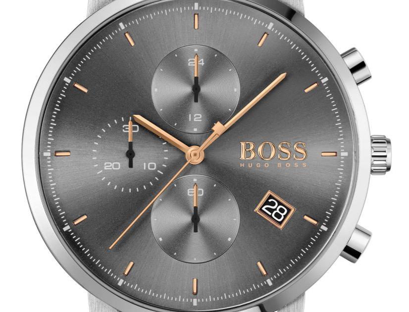 Hugo Boss Integrity Chronorgaph Grey Dial Silver Mesh Bracelet Watch for Men - 1513807