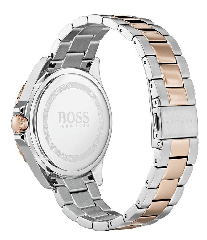 Hugo Boss Hera Chronograph Silver Dial Two Tone Steel Strap Watch for Women - 1502446