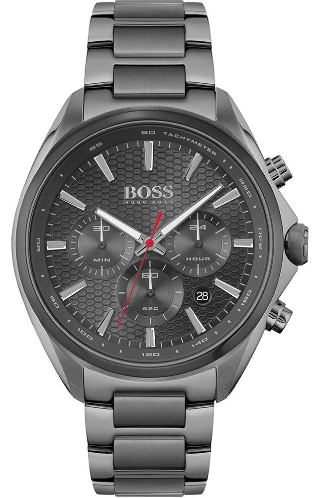 Hugo Boss Distinct Chronograph Grey Dial Grey Steel Strap Watch for Men - 1513858