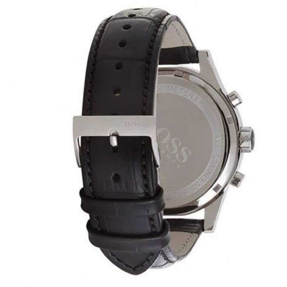 Hugo Boss Jet Chronograph Black Dial Black Leather Strap Watch for Men - 1513279