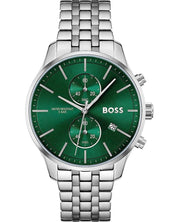Hugo Boss Associate Chronograph Green Dial Silver Steel Strap Watch for Men - 1513975