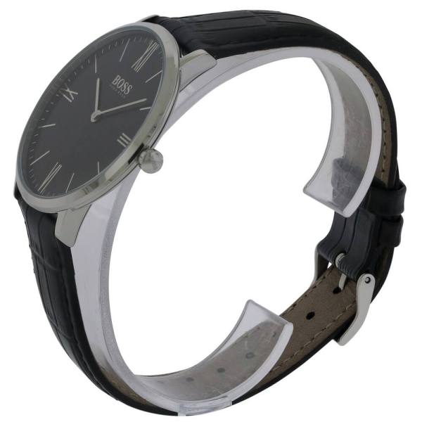 Hugo Boss Jackson Black Dial Black Leather Strap Watch for Men - 1513369