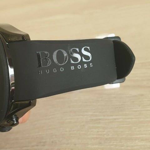 Hugo Boss Velocity Chronograph Black Dial Black Rubber Strap Watch for Men - 1513720
