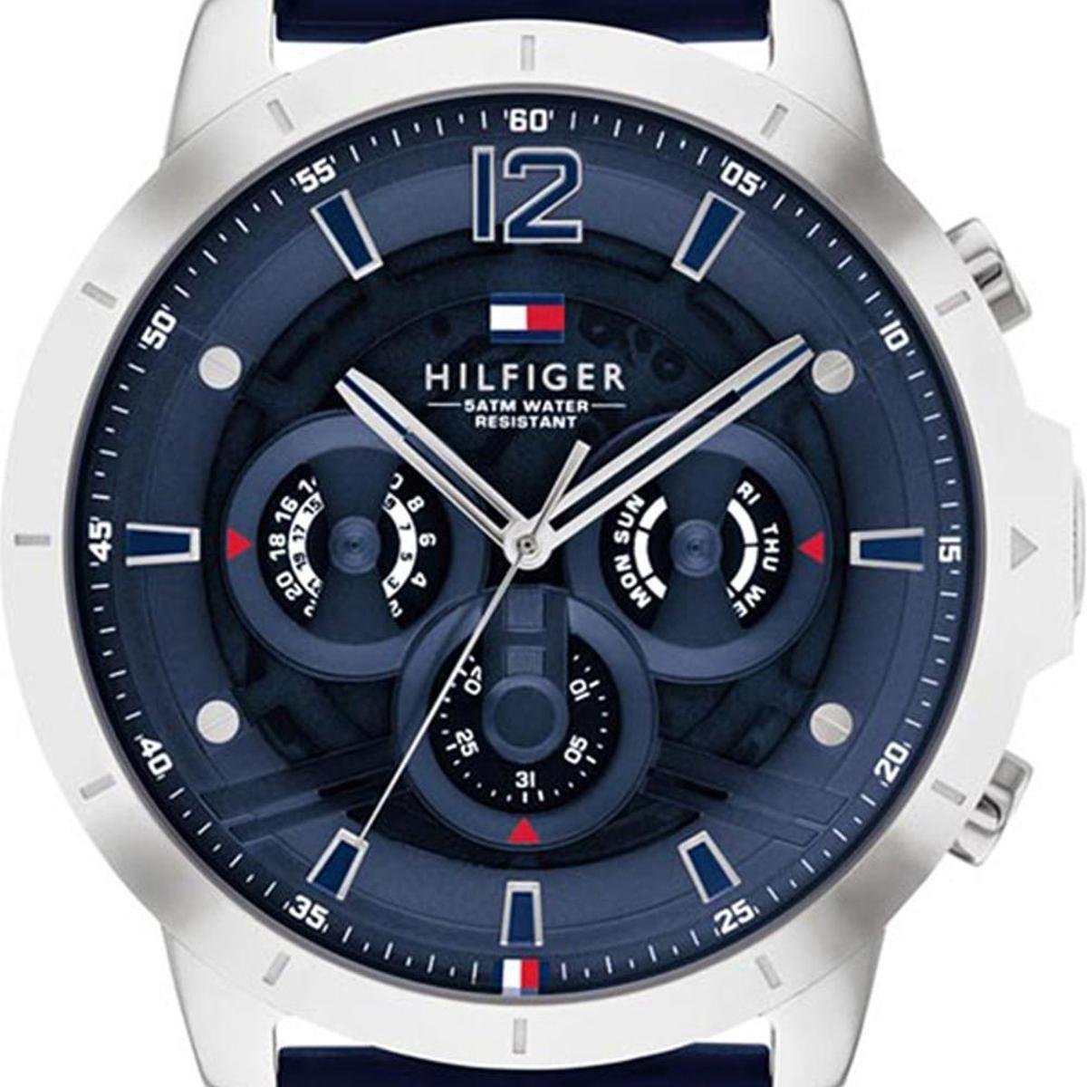 Tommy Hilfiger Luca Chronograph Blue Dial Blue Silicone Strap Watch For Men - 1710489