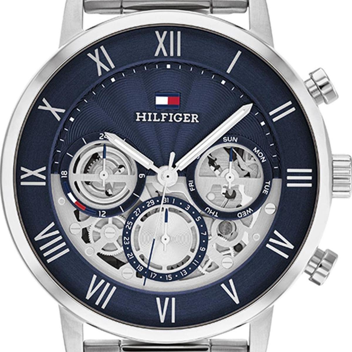 Tommy Hilfiger Legend Chronograph Blue Dial Silver Steel Strap Watch For Men - 1710569