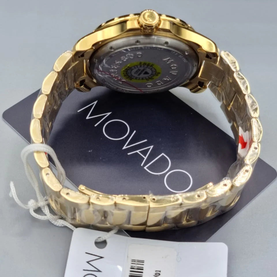 Movado Series 800 Blue Dial Gold Steel Strap Watch For Men - 2600144