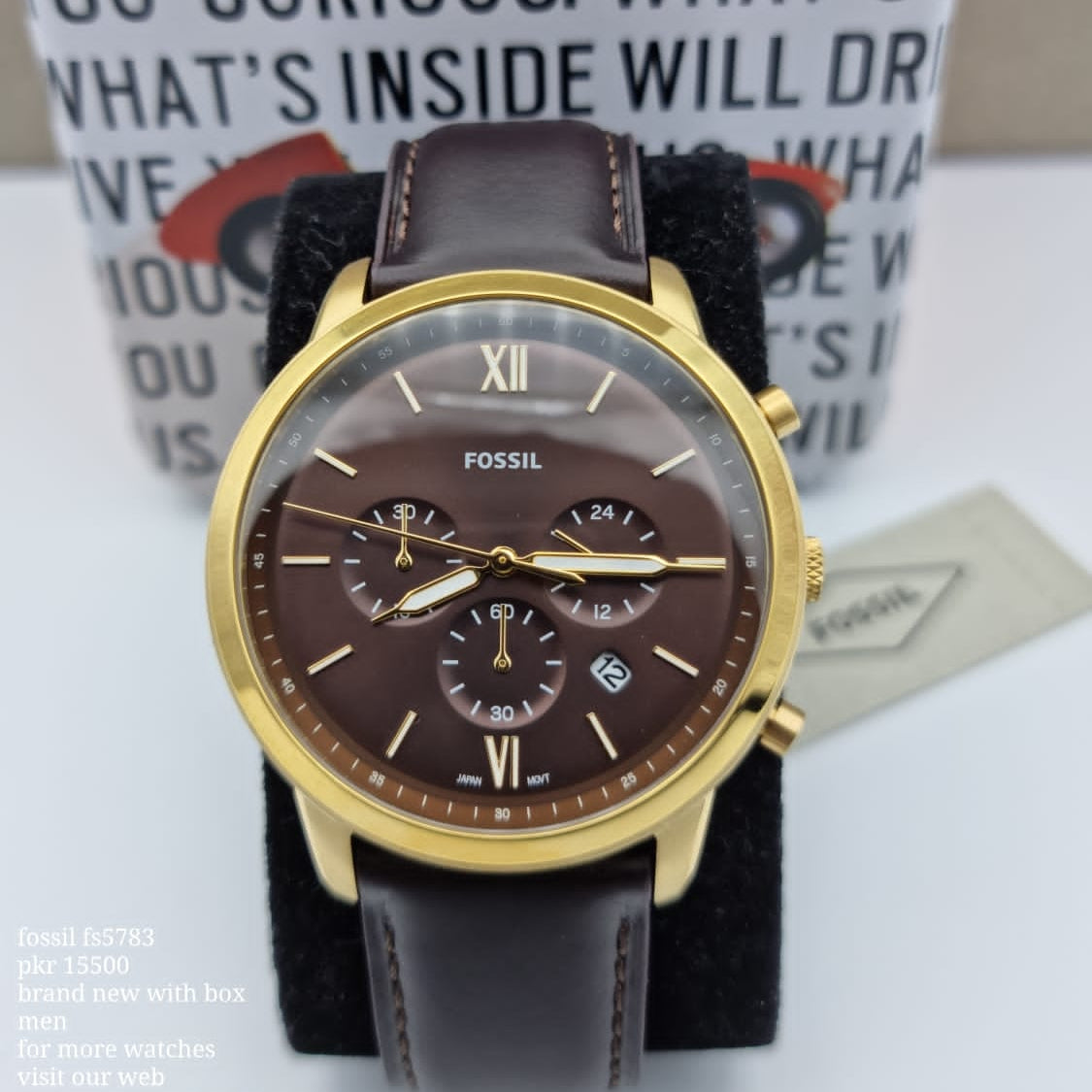 Fossil Neutra Chronograph Brown Dial Brown Leather Strap Watch for Men - FS5763