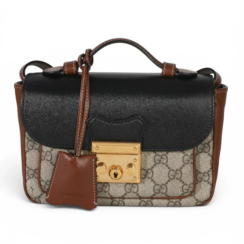 Gucci GG Supreme Monogram Mini Padlock Bag - Black