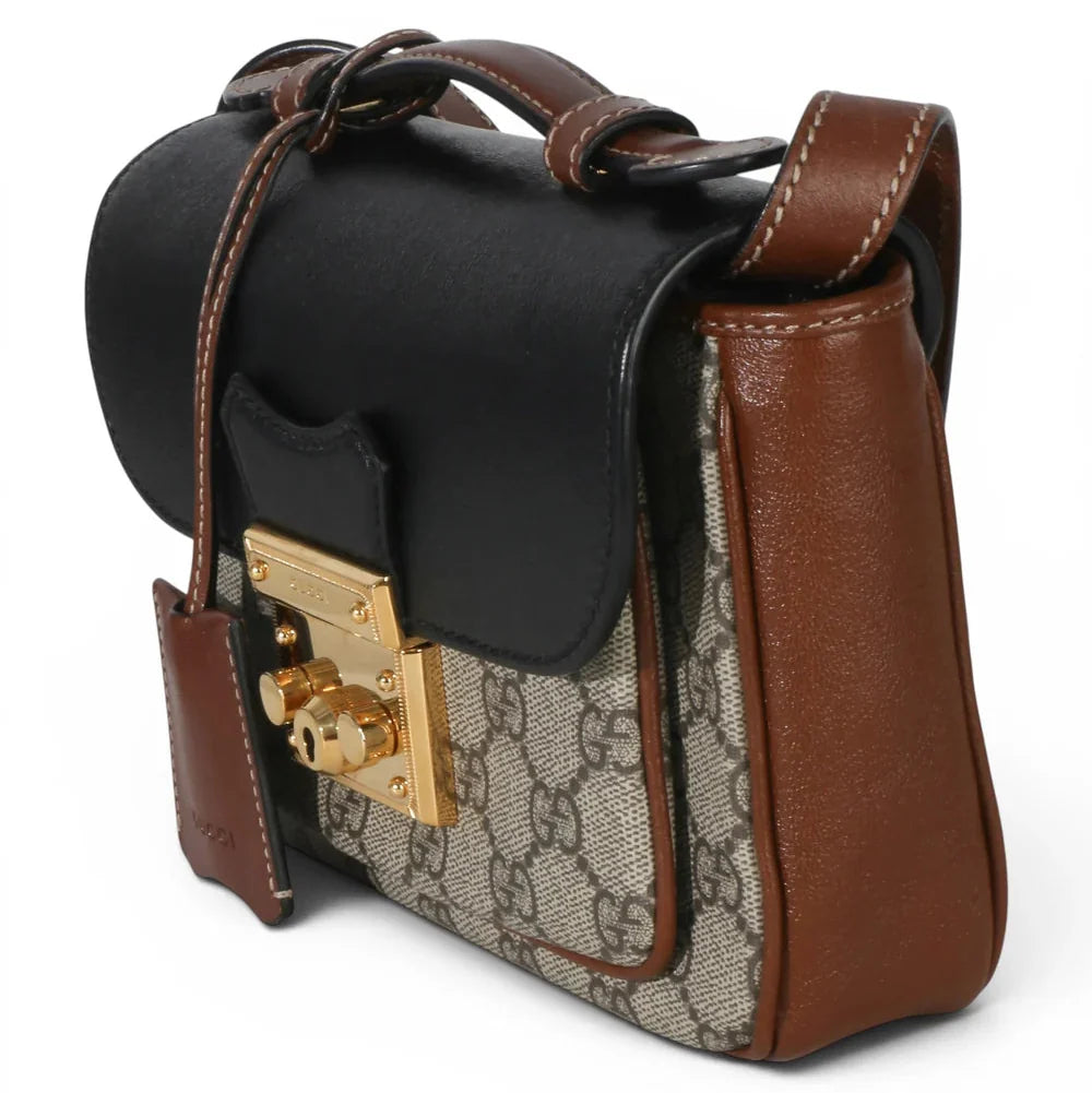 Gucci GG Supreme Monogram Mini Padlock Bag - Black