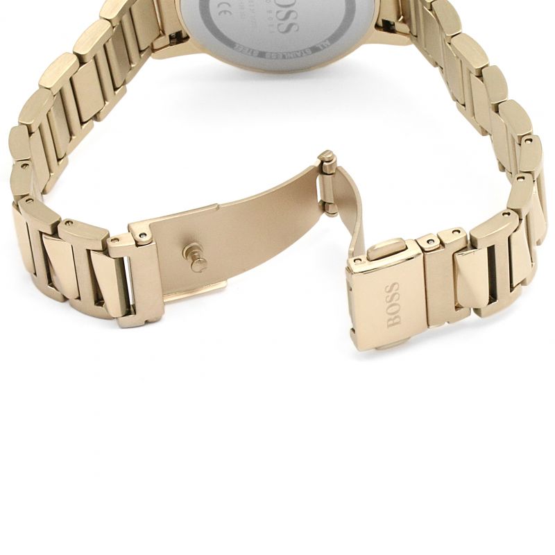 Hugo Boss Signature Gold Dial Gold Stainless Steel Strap Watch for Women - 1502540