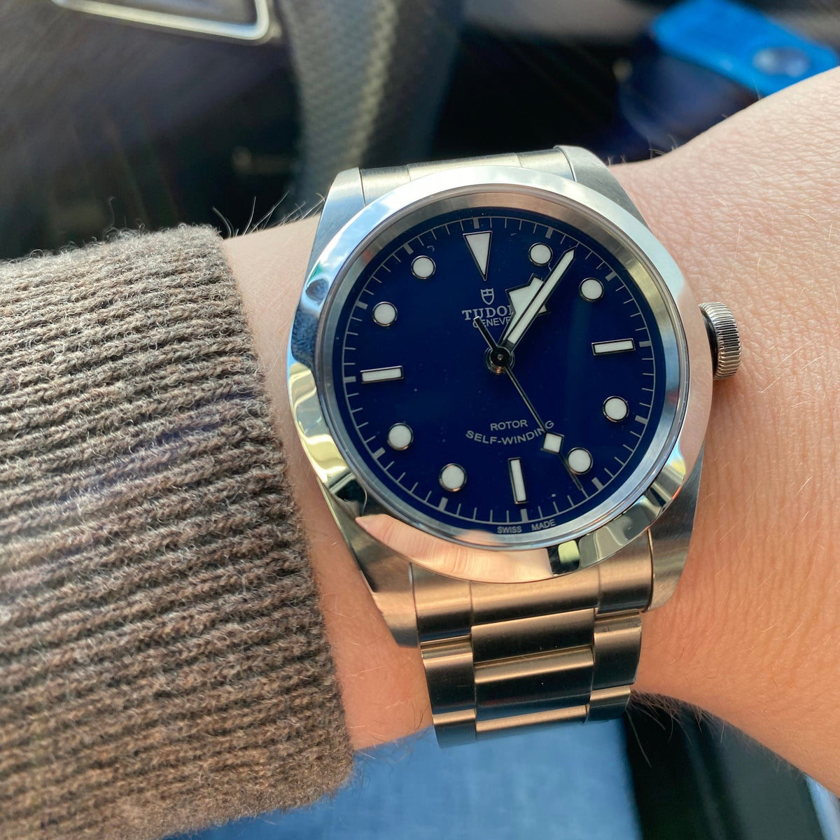 Tudor Black Bay Automatic Blue Dial Silver Steel Strap Watch for Men - M79540-0004