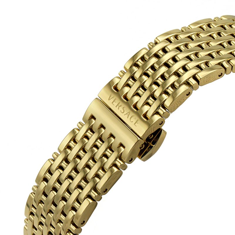 Versace V-Twist Black Dial Gold Mesh Bracelet Watch for Women - VELS00819