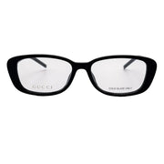 Black luxury Gucci eyeglasses with clear lenses on a white background