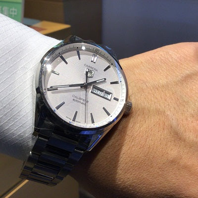 Tag Heuer Carrera Calibre 5 Automatic White Dial Silver Steel Strap Watch for Men - WAR201B.BA0723
