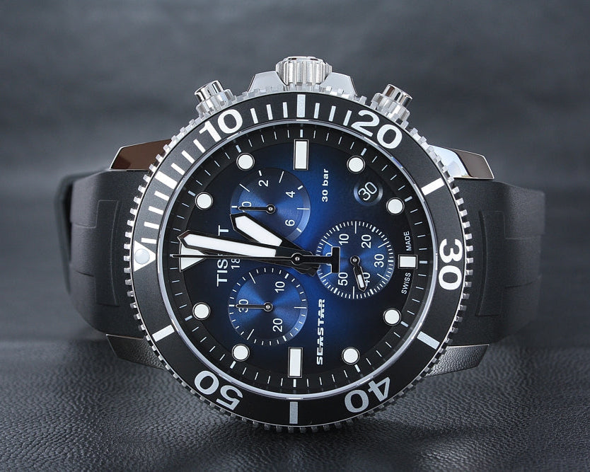 Tissot Seastar 1000 Chronograph Blue Dial Black Rubber Strap Watch For Men - T120.417.17.041.00
