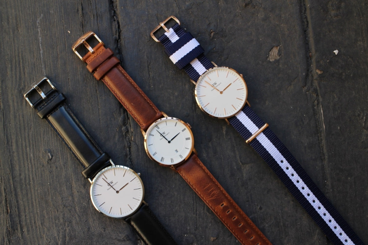 Daniel Wellington Classic Glasgow White Dial Two Tone NATO Strap Unisex Watch - DW00100047