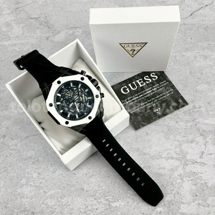 Guess Formula Chronograph Black Dial Black Silicone Strap Watch For Men - GW0579G1