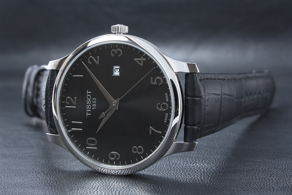 Tissot T Classic Tradition Black Dial Black Leather Strap Watch For Men - T063.610.16.052.00