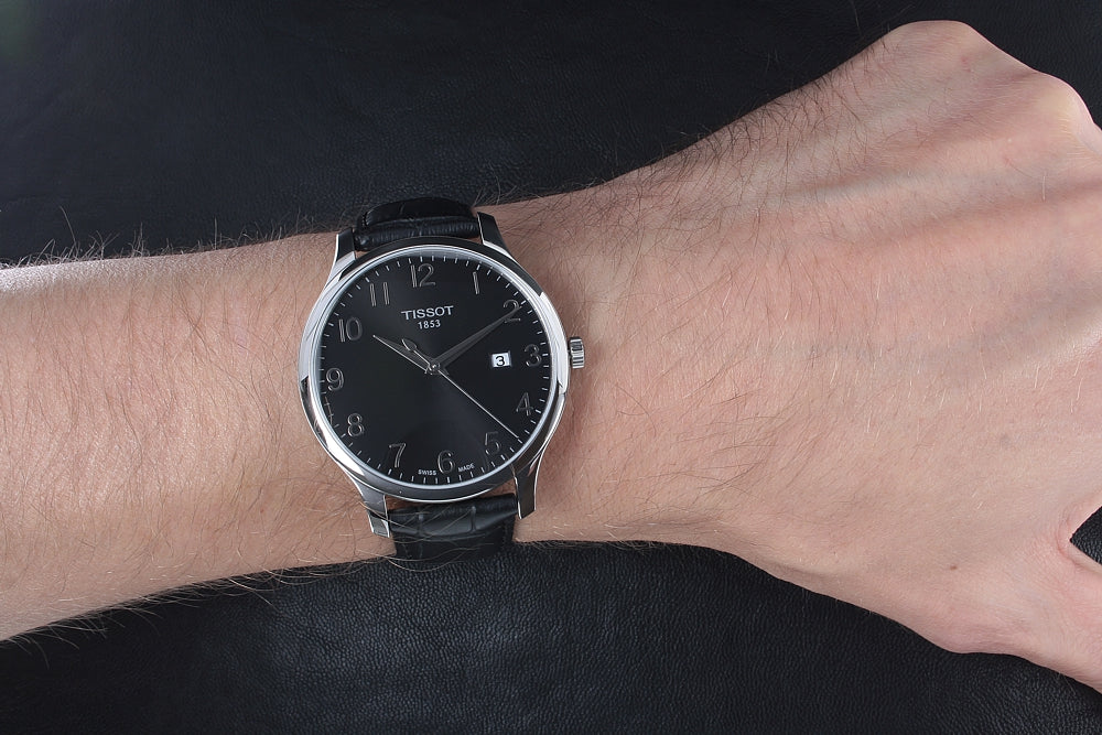 Tissot T Classic Tradition Black Dial Black Leather Strap Watch For Men - T063.610.16.052.00