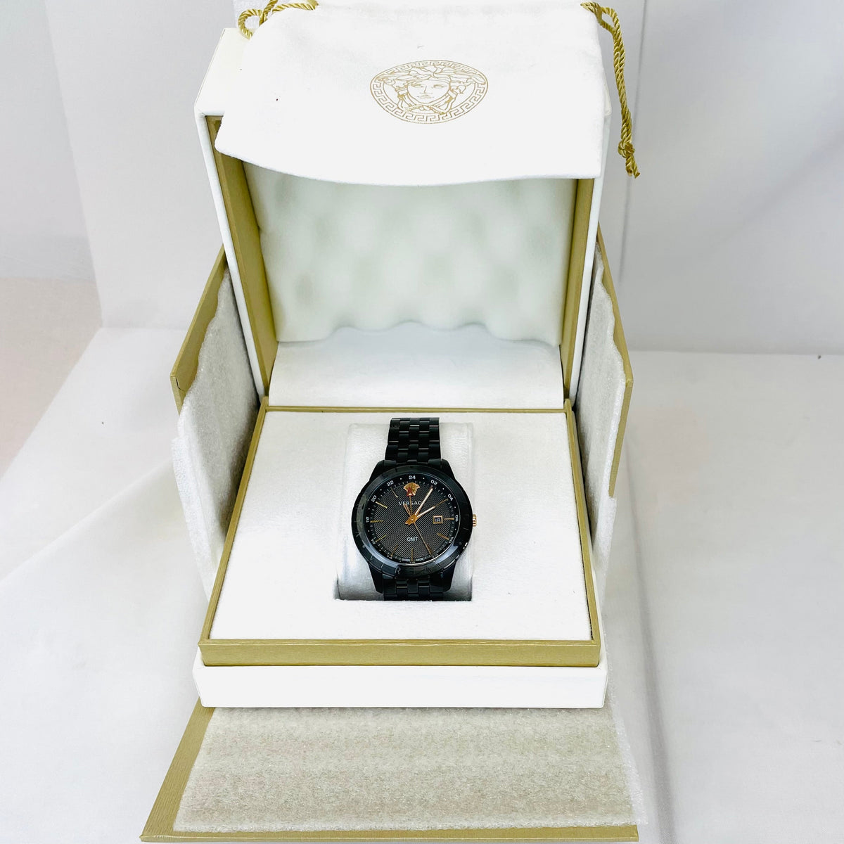 Versace Univers Quartz Black Dial Black Steel Strap Watch for Men - VEBK00618